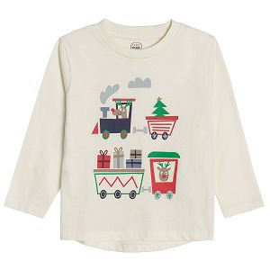 Cream Christmas long sleeve blouse