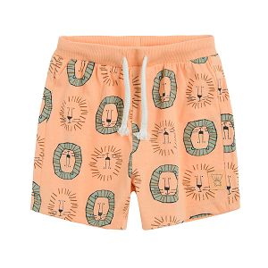 Peach shorts with lions print