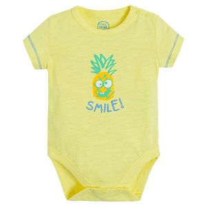 Light grey short sleeve bodysuit with pineapple print