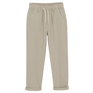 Beige trousers with elastic waistband