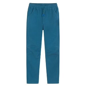 Blue trousers with adjustable waist