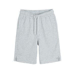 Grey melange shorts with adjustable waist and pockets