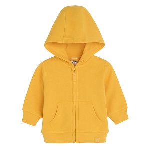 Yellow hooded zip through sweatshirt