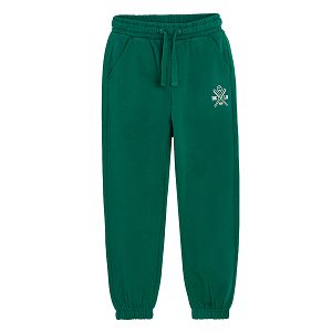 Green jogging pants with adjustbale waist