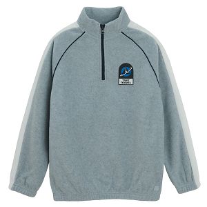 Grey sweatshirt with half zipper