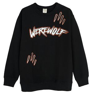 סווטשירט שחור עם הדפס 'Werewolf'