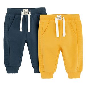 מארז מכנסי טרנינג עם חוט 2 יח׳ -  כחול וצהוב