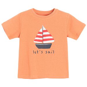 Orange T-shirt with boat print