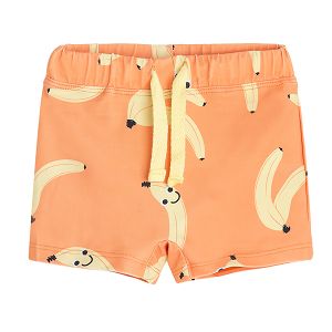 Beige shorts with bananas print
