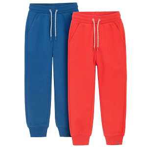 Blue and red sweatpants with cord- 2 pack