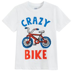 חולצה לבנה עם הדפס 'Crazy Bike'