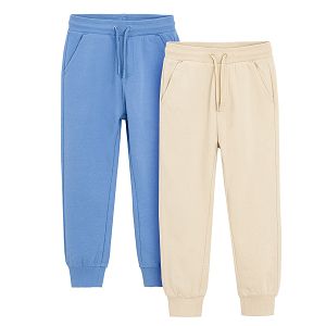 Blue and grey sweatpants with cord