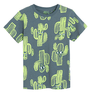 Graphite T-shirt with cactus print
