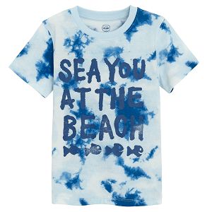 Blue tie dye T-shirt SEE YOU AT THE SEA print