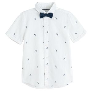 Short sleeve button down short with bow- 2 pieces