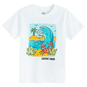 חולצת טריקו לבנה עם הדפס 'Summer Vacay'