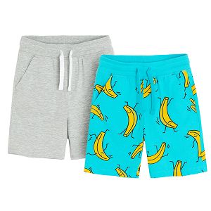 Grey and blue with bananas print - 2 pack