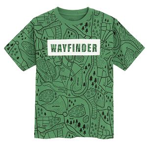 Green T-shirt with map and WAYFINDER print