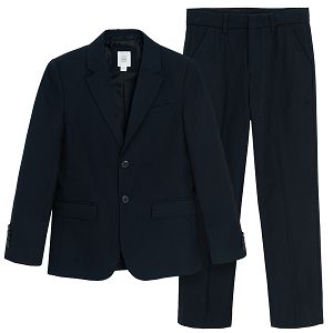 Dark blue suit, button jacket and classic pants- 2 pieces