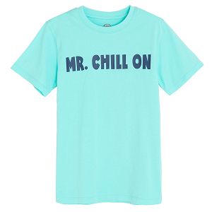 Turquoise T-shirt with MR. CHILL ON print