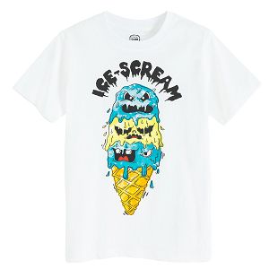 White T-shirt with Ice-SCREAM print