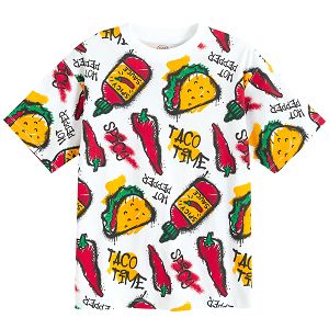 White T-shirt with Taco Time print