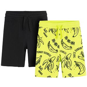 Black and yellow shorts with banana print- 2 pack
