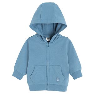 Blue hooded zip through sweatshirt