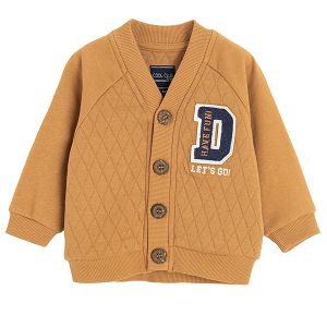 Brown cardigan with D letter print