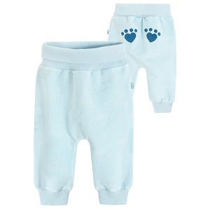 Footless light blue leggings with footprints