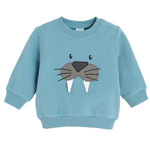 Blue sweatshirt with beaver print