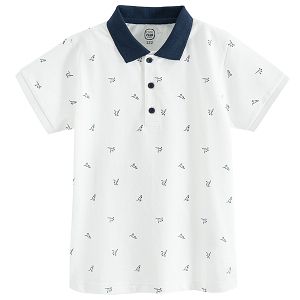 White Polo T-shirt with blue finishes