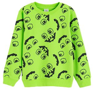 Lime sweatshirt with funny faces print