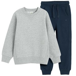 Grey sweatshirt and blue jogging pants set- 2 pieces