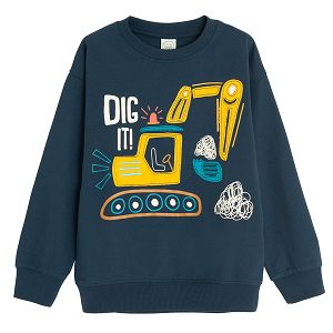 Sweatshirt blue with excavator print DIG IT