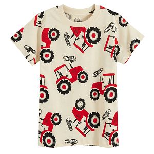 White T-shirt with tractors print