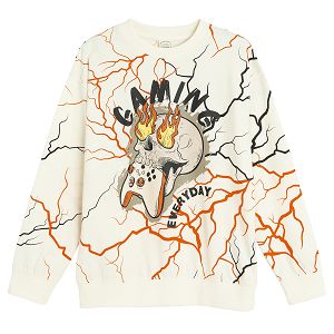 Ecru sweatshirt with gaming print