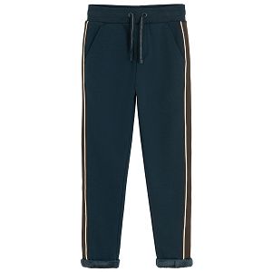 Blue jogging pants with side stripes