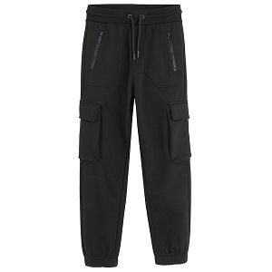 Black cargo style jogging pants