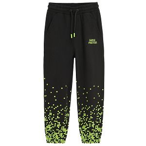 Black with fluo green jogging pants