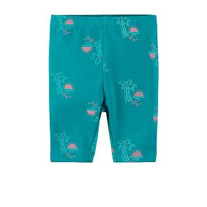 Light blue leggings with palm tress print