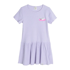 Violet short sleeve dress with pug print