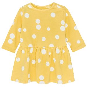 Yellow and white polka dot dress