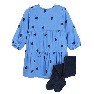 Blue polka dot clothing set dress and tights