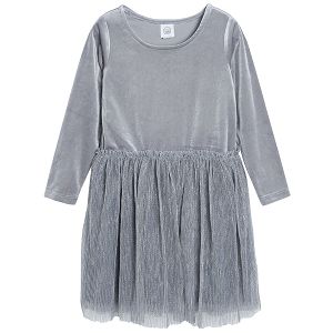 Grey pleated skirt dress