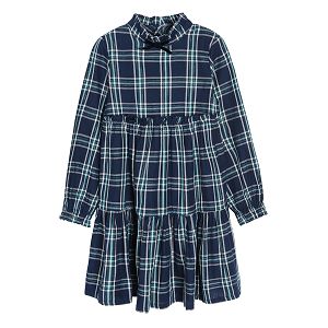 Navy blue checkered dress