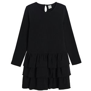 Black ruffle skirt party dress