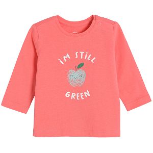 Pink long sleeve t-shirt with apple print