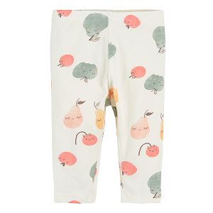 White leggings with fruit pattern