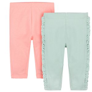 Powder pink and light green leggings- 2 pack